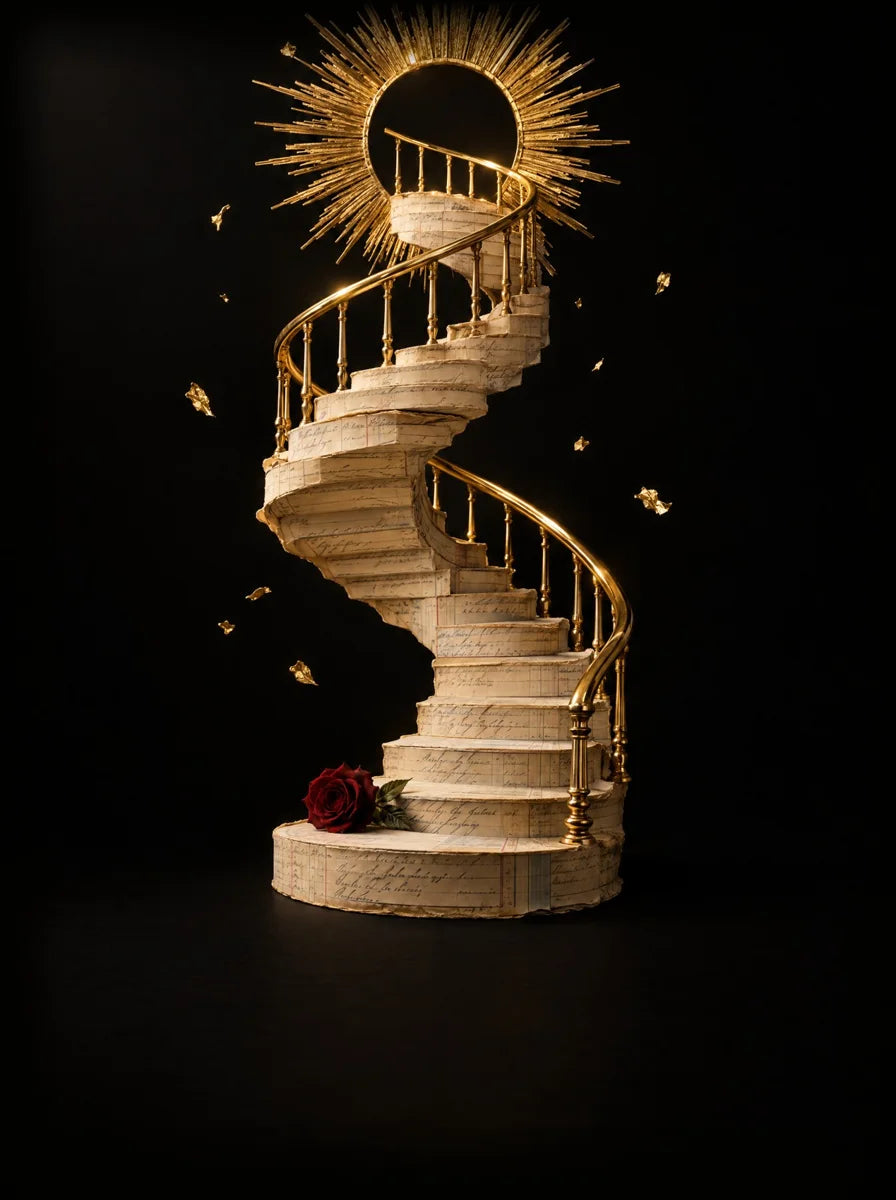 A golden spiral staircase